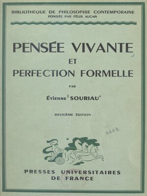 cover image of Pensée vivante et perfection formelle
